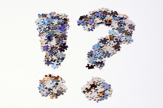 Punctuation marks made of puzzle pieces by Horia Varlan, Flickr